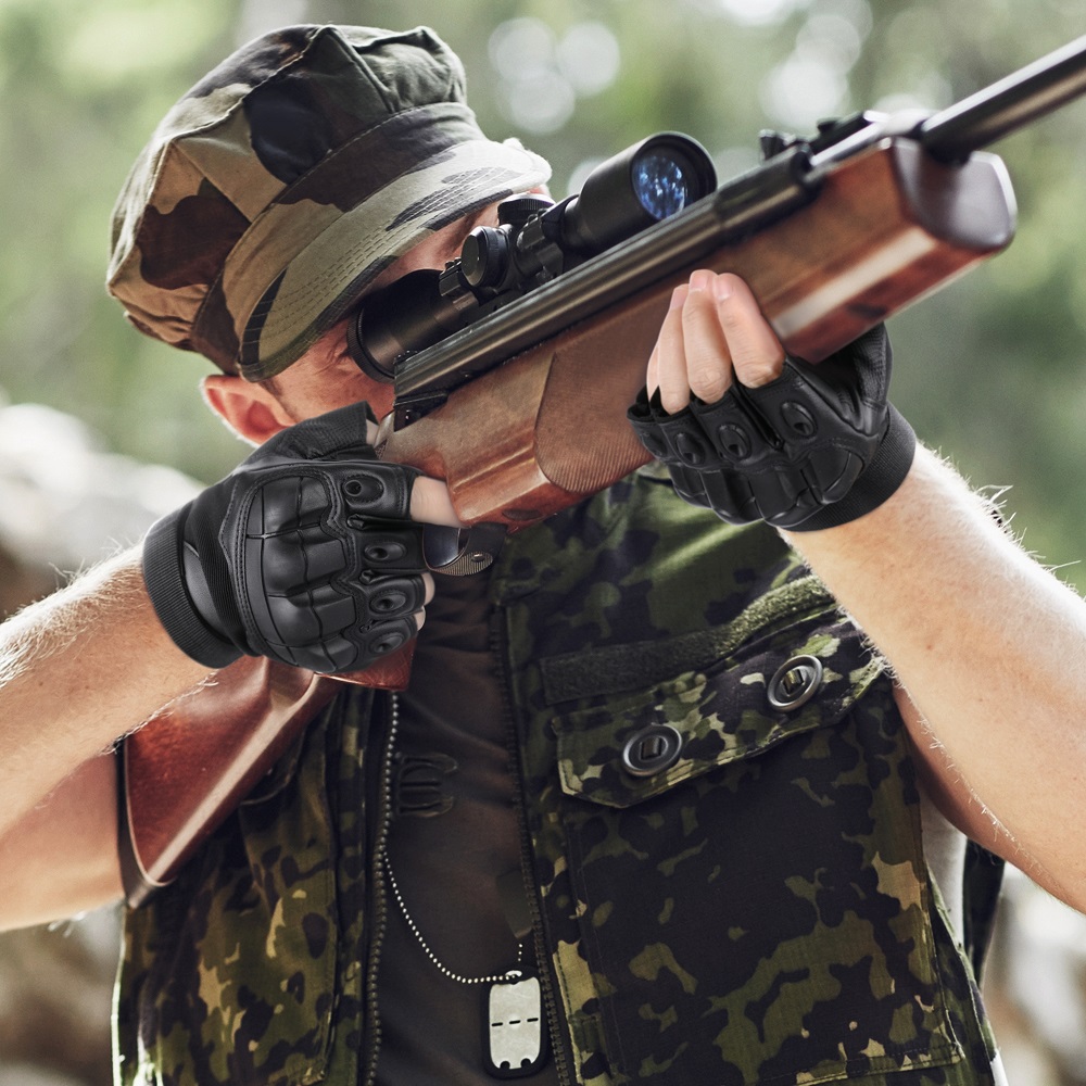 Army Tactical Fingerless Glove Military Hard Rubber Half Finger Gloves Airsoft Paintball Bicycle Shooting Work Mittens Men Gear